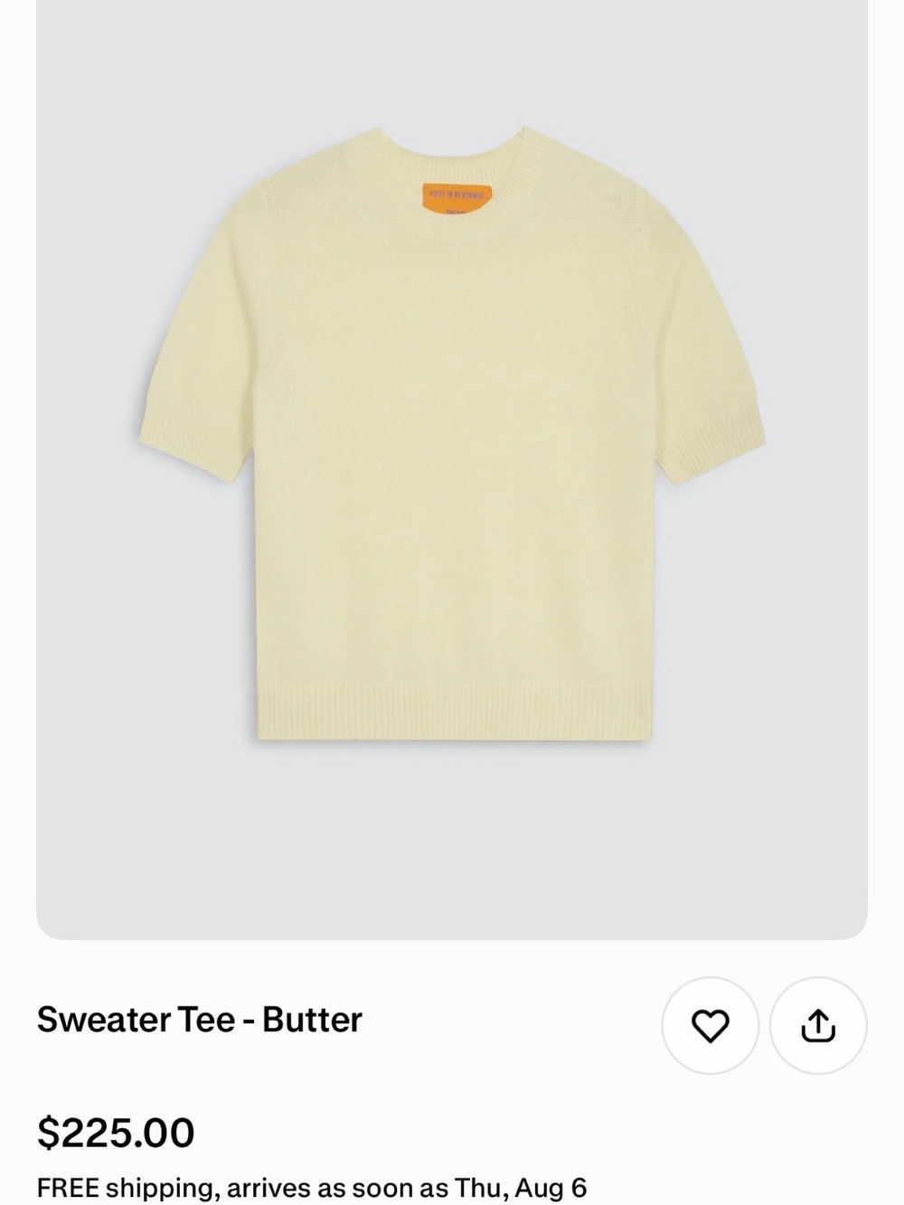 Guest in Residence Butter Crewneck Short-Sleeve Sweater